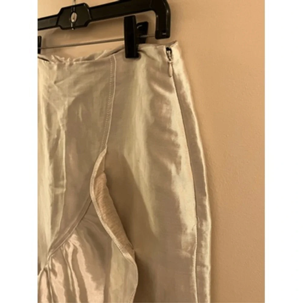 Topshop Womens Silver Metallic Ruffle Wrap Midi Skirt High Waist‎ Size 12